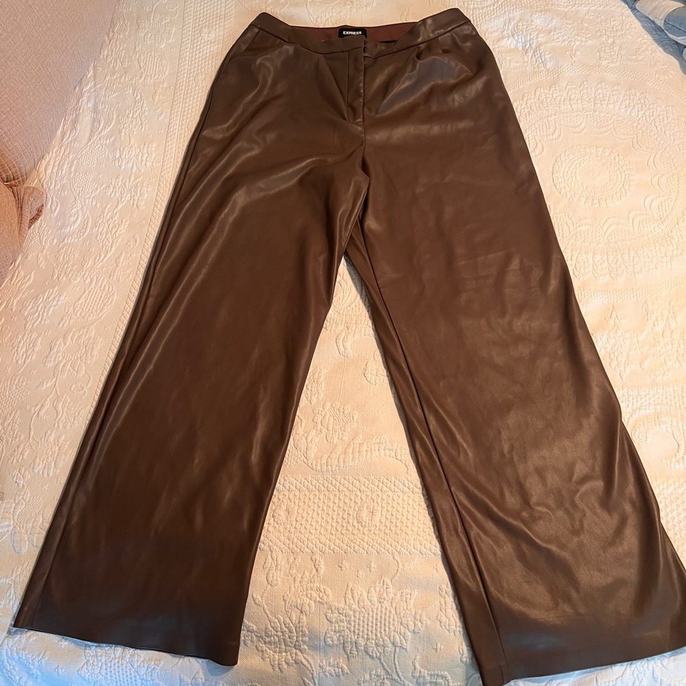 Express Chocolate Faux Leather Trousers